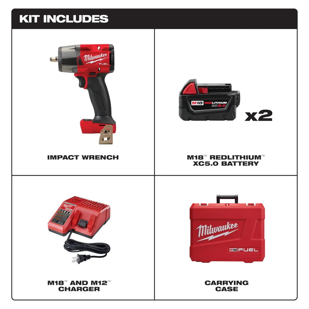 Milwaukee M18 Fuel 3/8 Mid-Torque Impact Wrench with Friction Ring Kit