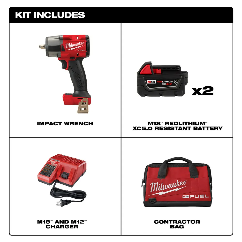 Milwaukee M18 Fuel 3/8" Mid-Torque Impact Wrench with Friction Ring Kit