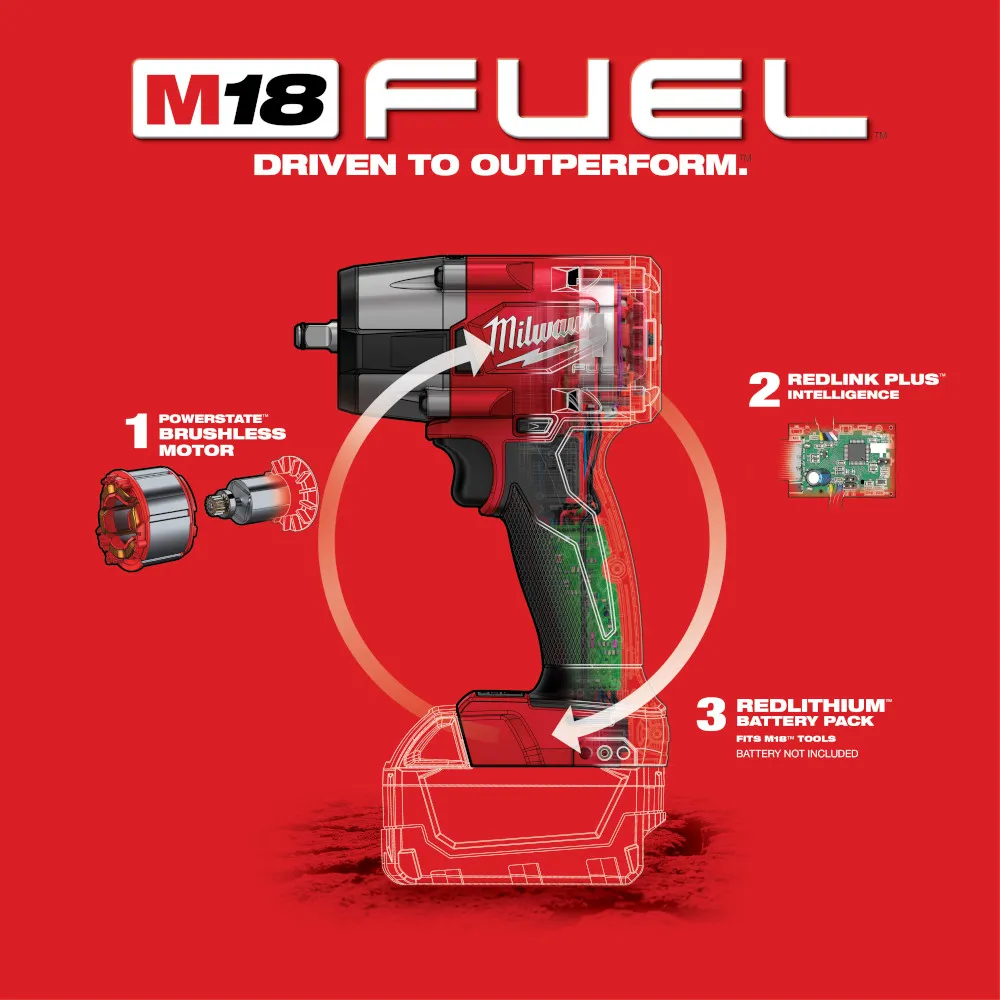 Milwaukee M18 Fuel 3/8" Mid-Torque Impact Wrench with Friction Ring