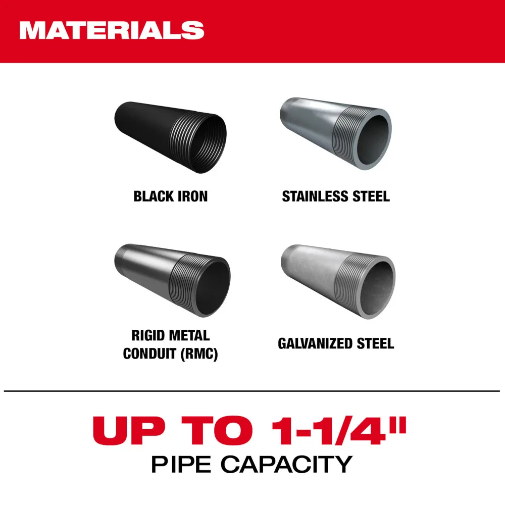 Milwaukee M18 Fuel Compact 1/2"-1-1/4" Alloy NPT Portable Pipe Threading Forged Aluminum Die Head Kit