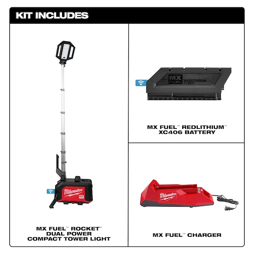 Milwaukee MX FUEL ROCKET 20" Dual Power Compact Tower Light