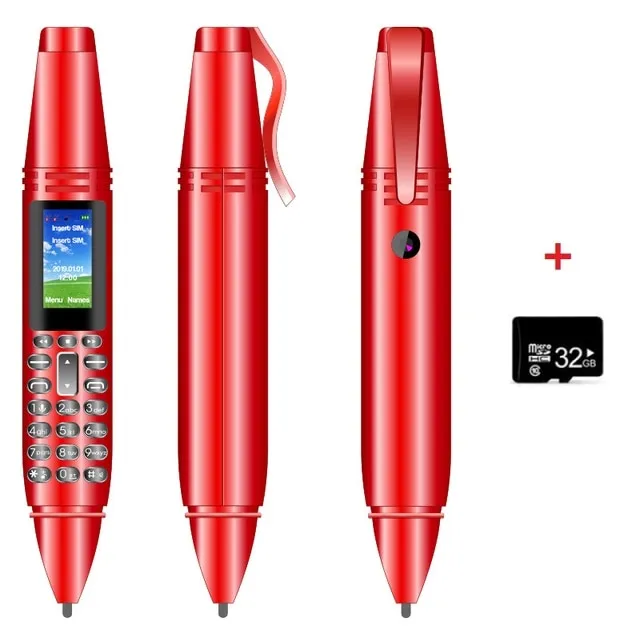 Mini CellPhone Recording Pen with Tiny LCD Screen GSM Dual SIM Camera Flashlight and Bluetooth Dialer