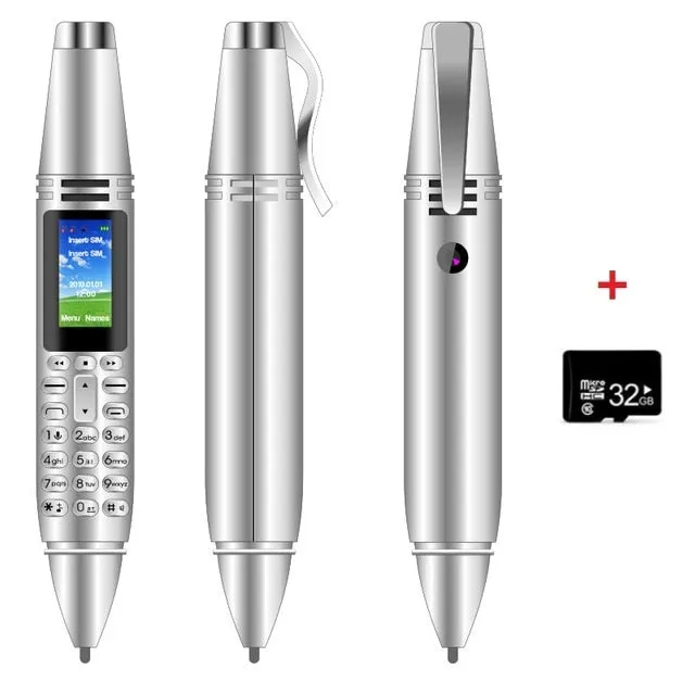 Mini CellPhone Recording Pen with Tiny LCD Screen GSM Dual SIM Camera Flashlight and Bluetooth Dialer
