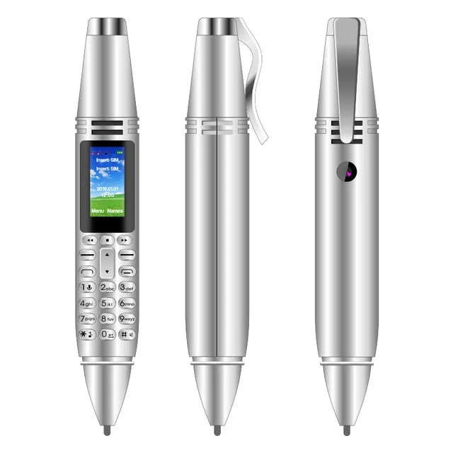 Mini CellPhone Recording Pen with Tiny LCD Screen GSM Dual SIM Camera Flashlight and Bluetooth Dialer