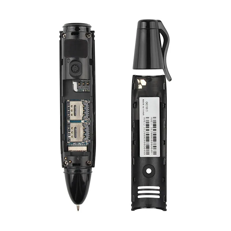 Mini CellPhone Recording Pen with Tiny LCD Screen GSM Dual SIM Camera Flashlight and Bluetooth Dialer