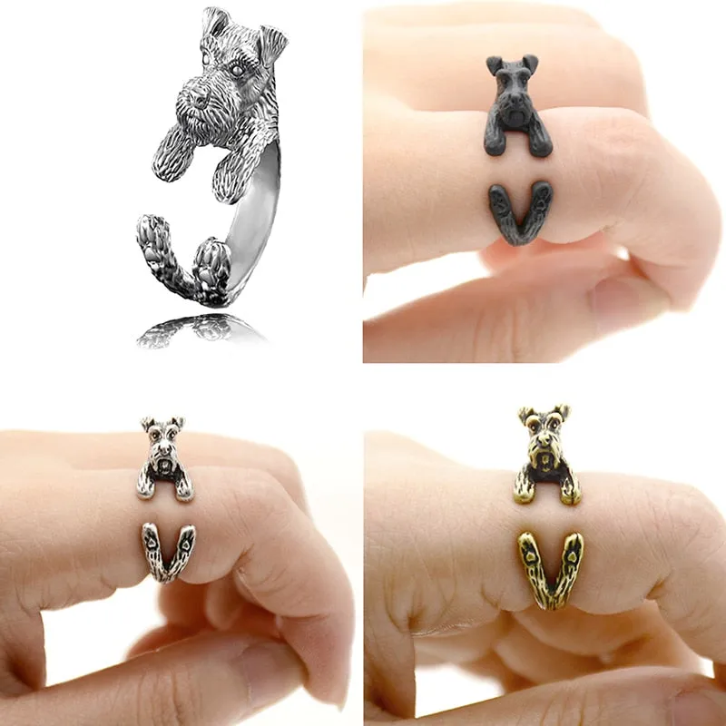 Miniature Schnauzer & Rat Terrier & Pomeranian & Bull Terrier & Boston Terrier Dog Ring Men Anel Animal Rings for Women