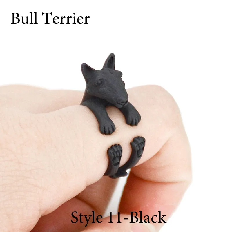 Miniature Schnauzer & Rat Terrier & Pomeranian & Bull Terrier & Boston Terrier Dog Ring Men Anel Animal Rings for Women