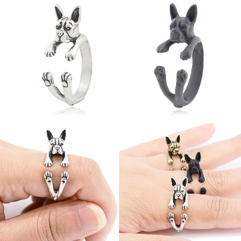 Miniature Schnauzer & Rat Terrier & Pomeranian & Bull Terrier & Boston Terrier Dog Ring Men Anel Animal Rings for Women