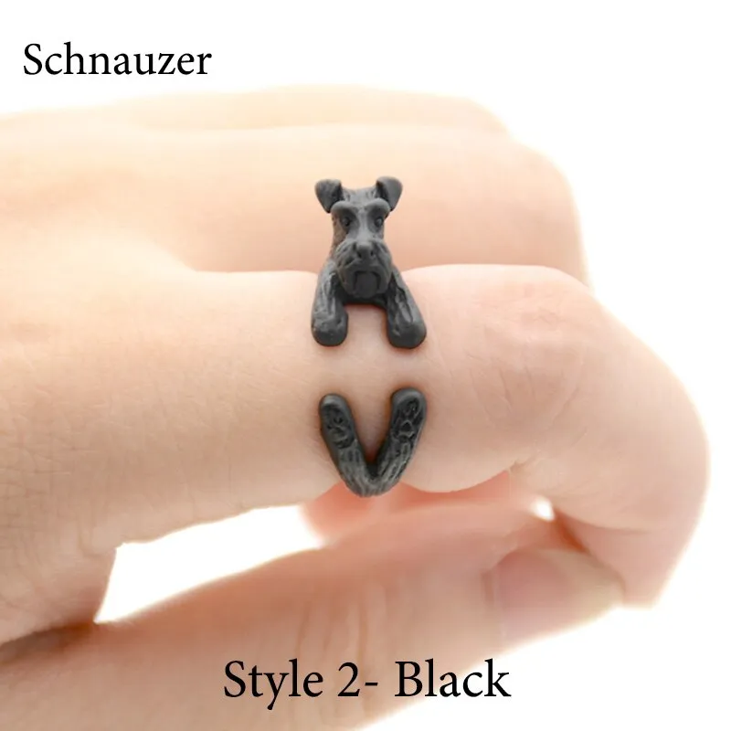 Miniature Schnauzer & Rat Terrier & Pomeranian & Bull Terrier & Boston Terrier Dog Ring Men Anel Animal Rings for Women