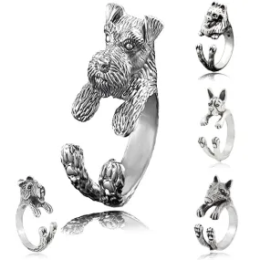 Miniature Schnauzer & Rat Terrier & Pomeranian & Bull Terrier & Boston Terrier Dog Ring Men Anel Animal Rings for Women