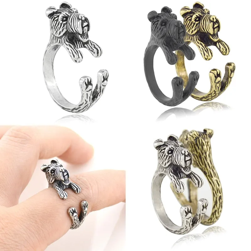 Miniature Schnauzer & Rat Terrier & Pomeranian & Bull Terrier & Boston Terrier Dog Ring Men Anel Animal Rings for Women