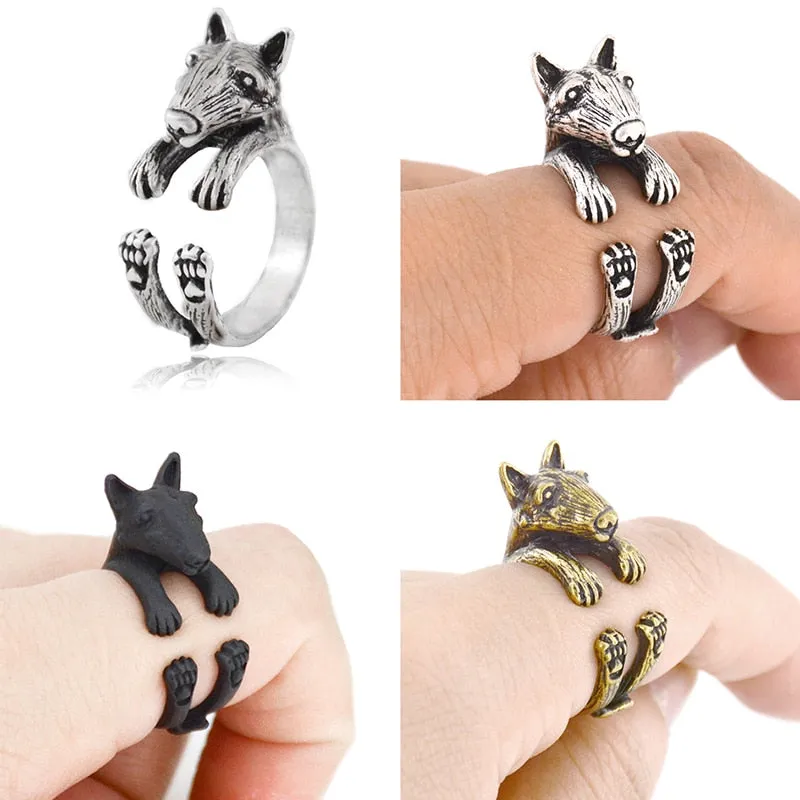 Miniature Schnauzer & Rat Terrier & Pomeranian & Bull Terrier & Boston Terrier Dog Ring Men Anel Animal Rings for Women