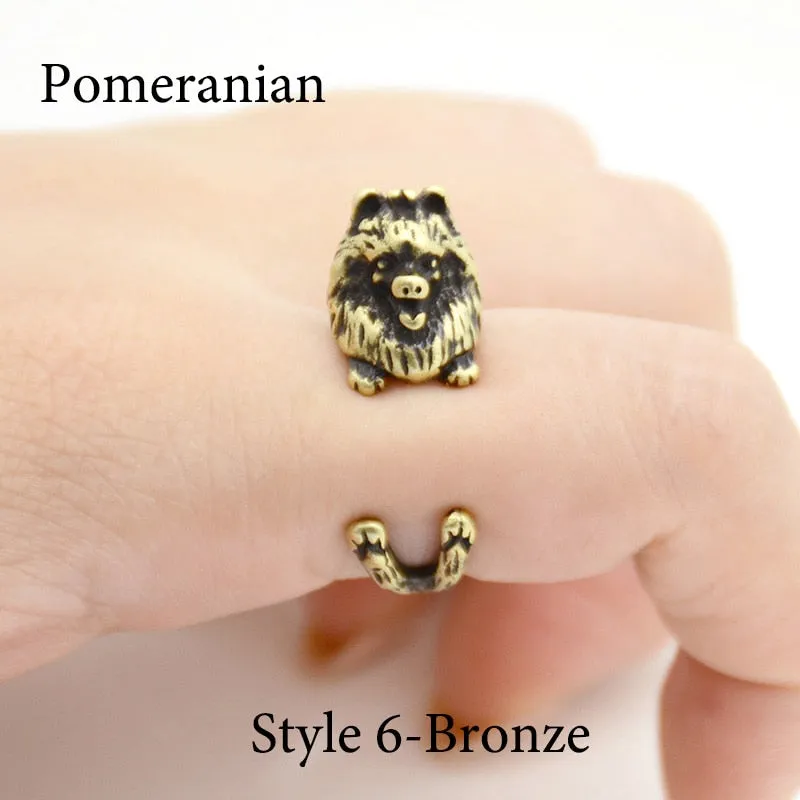 Miniature Schnauzer & Rat Terrier & Pomeranian & Bull Terrier & Boston Terrier Dog Ring Men Anel Animal Rings for Women