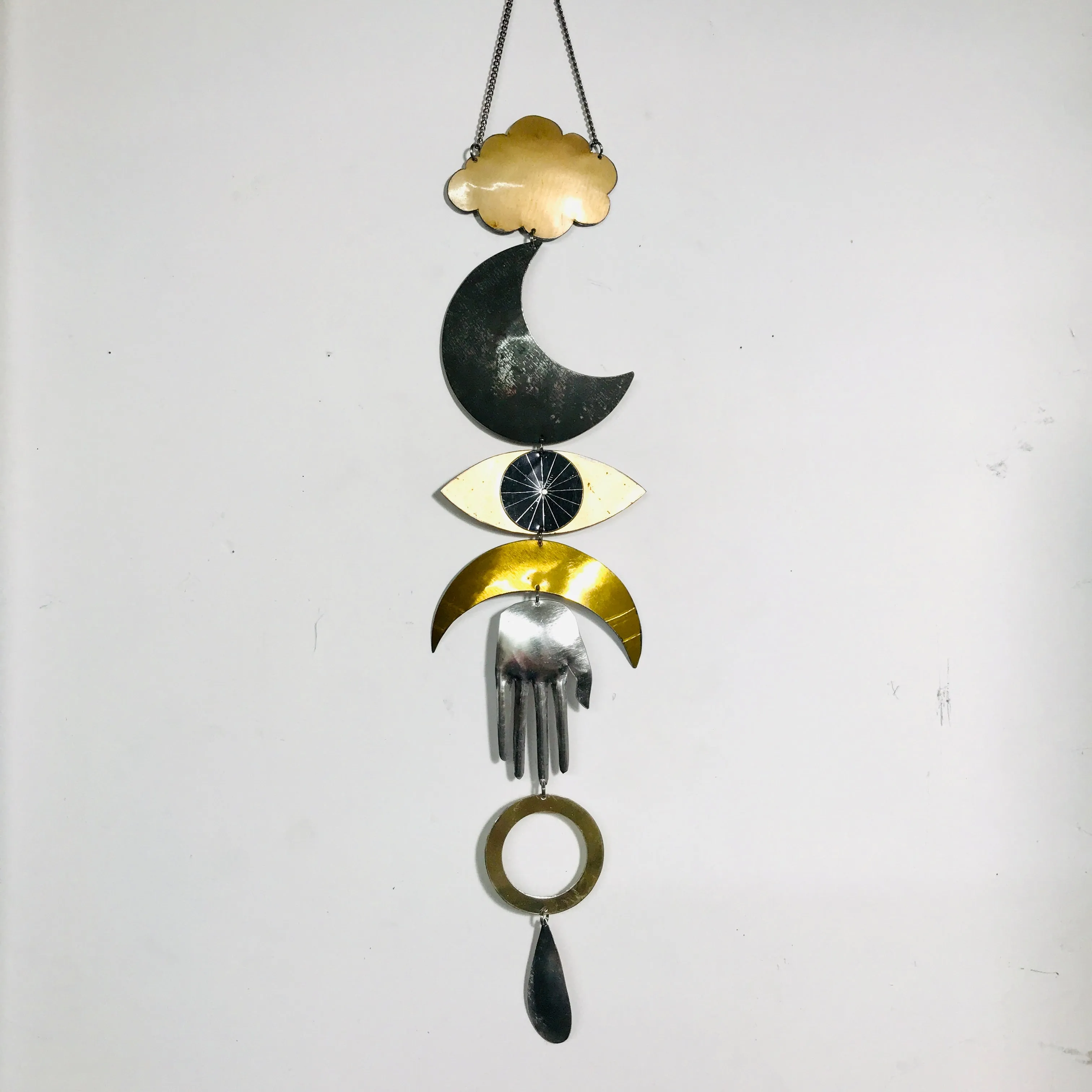 Mixed Silvers & Golds Protective Eye Talisman Wall Hanging