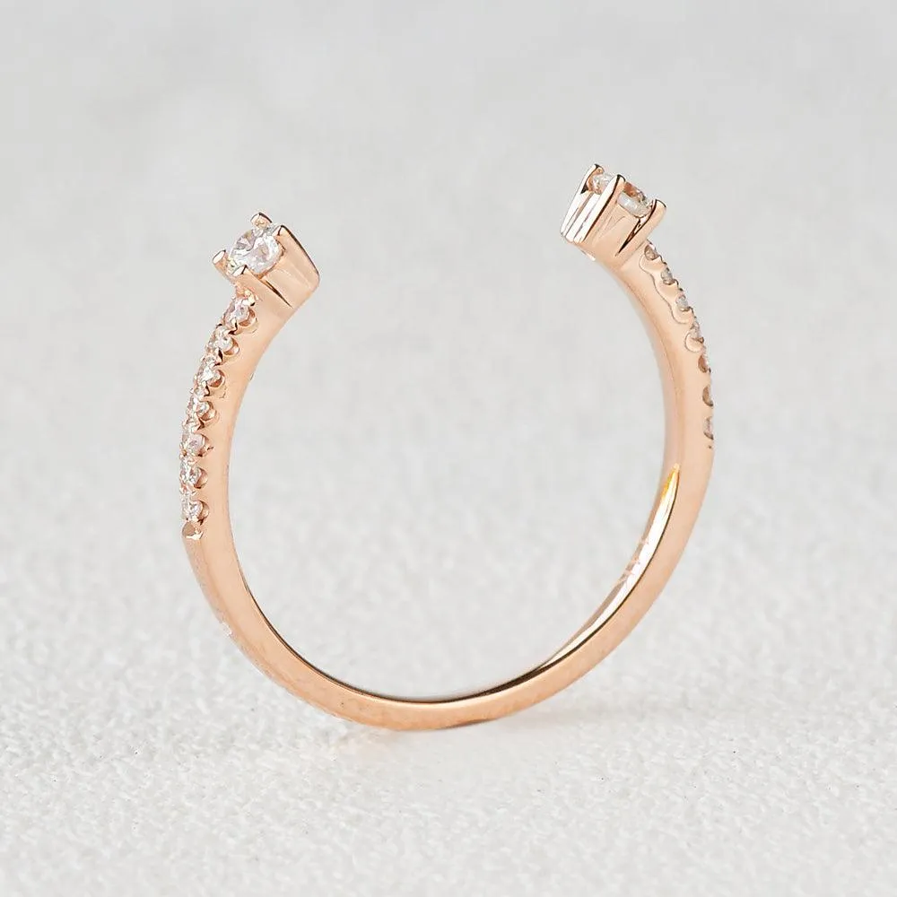 Moissanite Cuff Rose Gold Ring