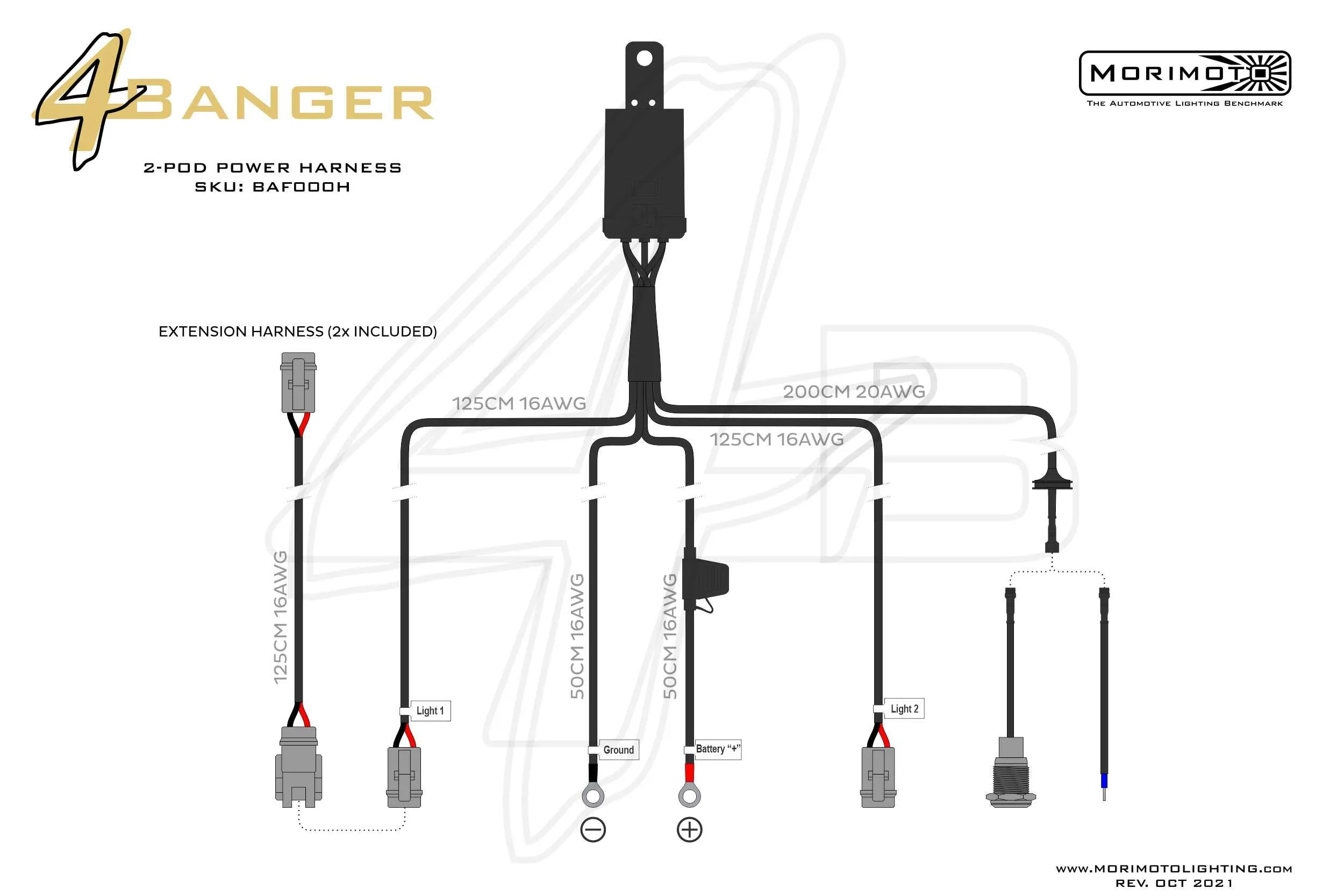 Morimoto Switched Power Harness: 2x Outputs