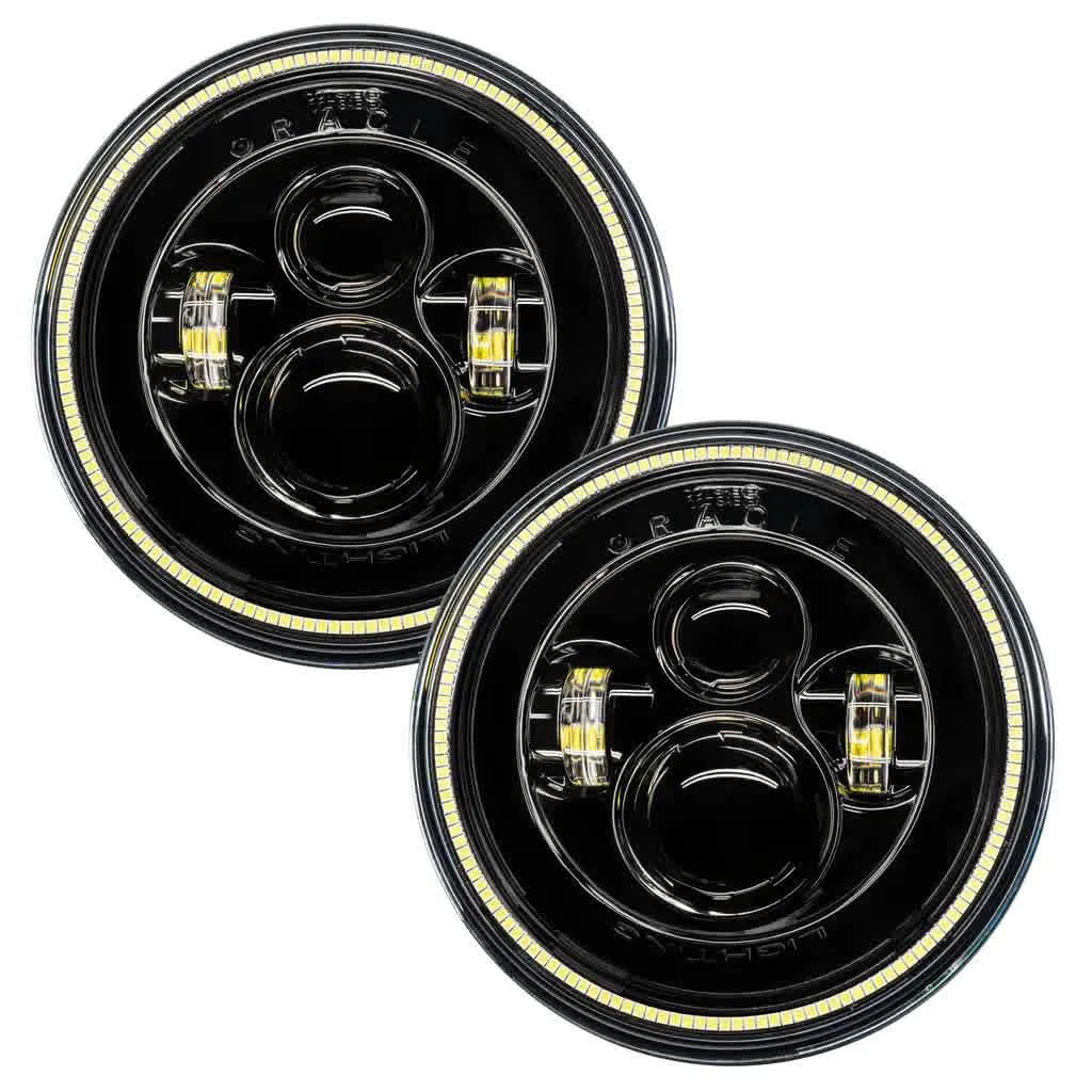 Oracle LED Headlight 7" High Powered [Black Bezel] w/ or w/o Halo