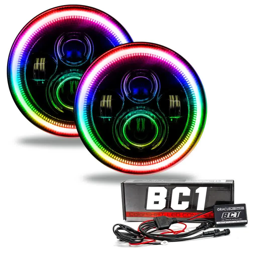 Oracle LED Headlight 7" High Powered [Black Bezel] w/ or w/o Halo