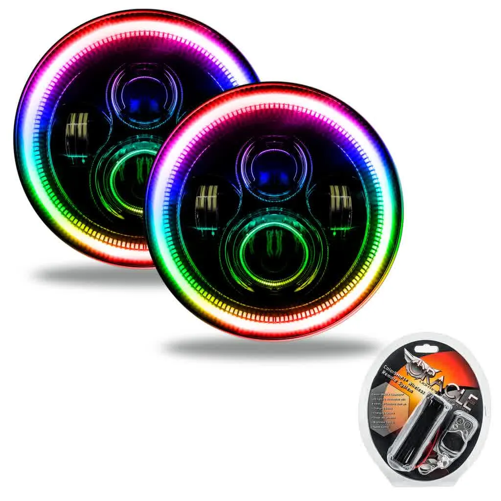 Oracle LED Headlight 7" High Powered [Black Bezel] w/ or w/o Halo