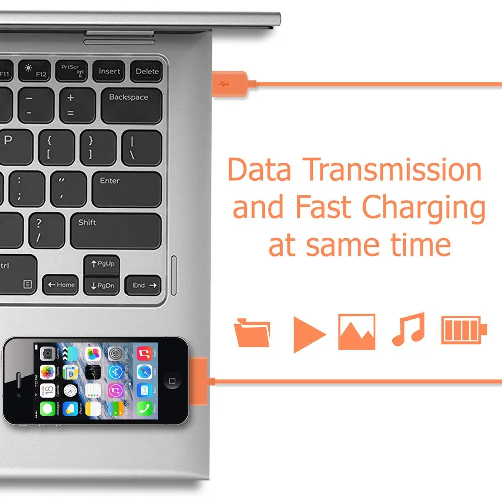 Orange 30-pin Cable for Charging and Data syncing for iPhone 4