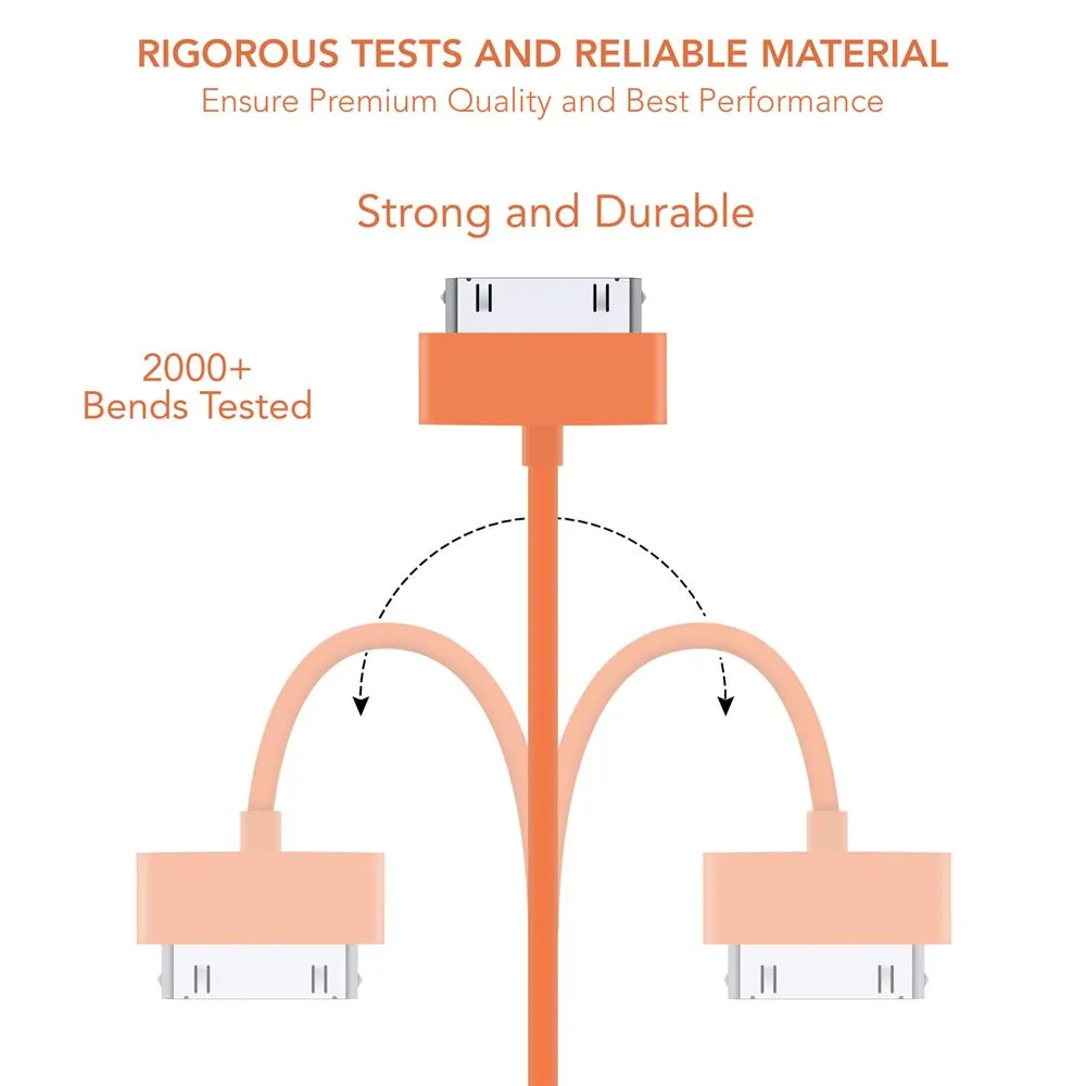 Orange 30-pin Cable for Charging and Data syncing for iPhone 4