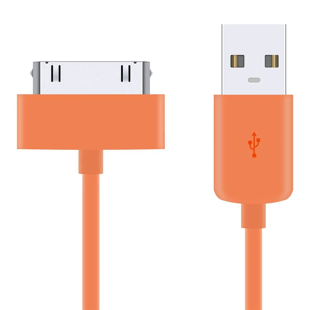 Orange 30-pin Cable for Charging and Data syncing for iPhone 4