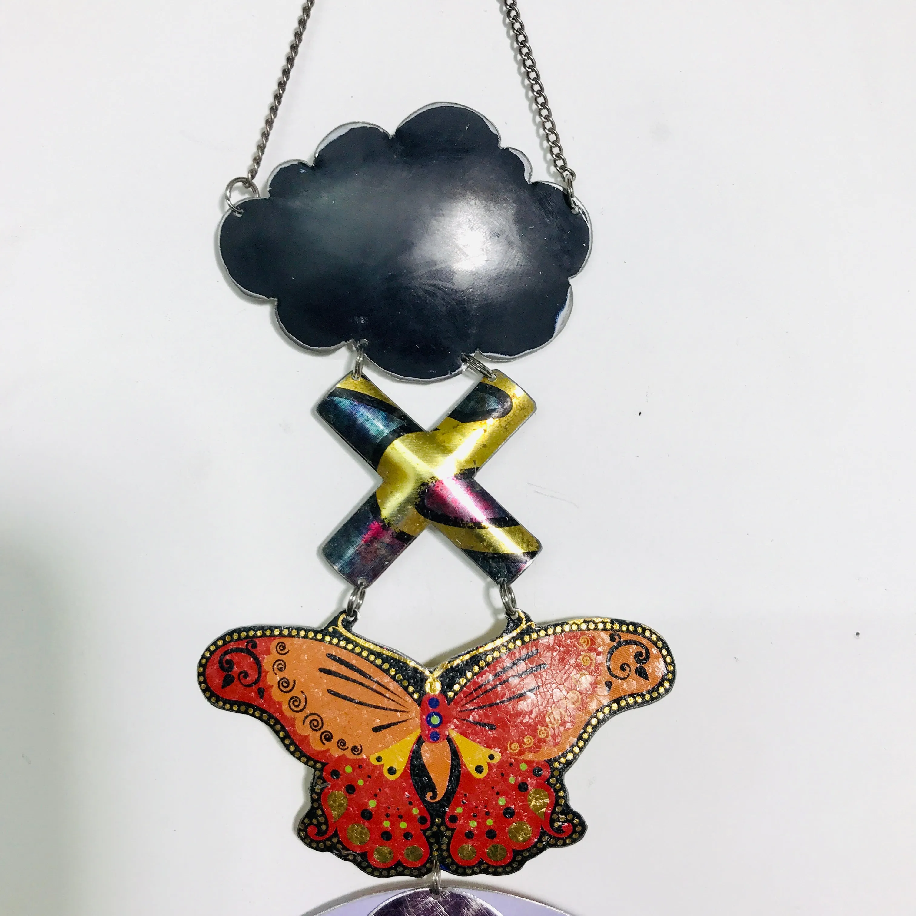 Orange Butterfly Protective Eye Talisman Wall Hanging