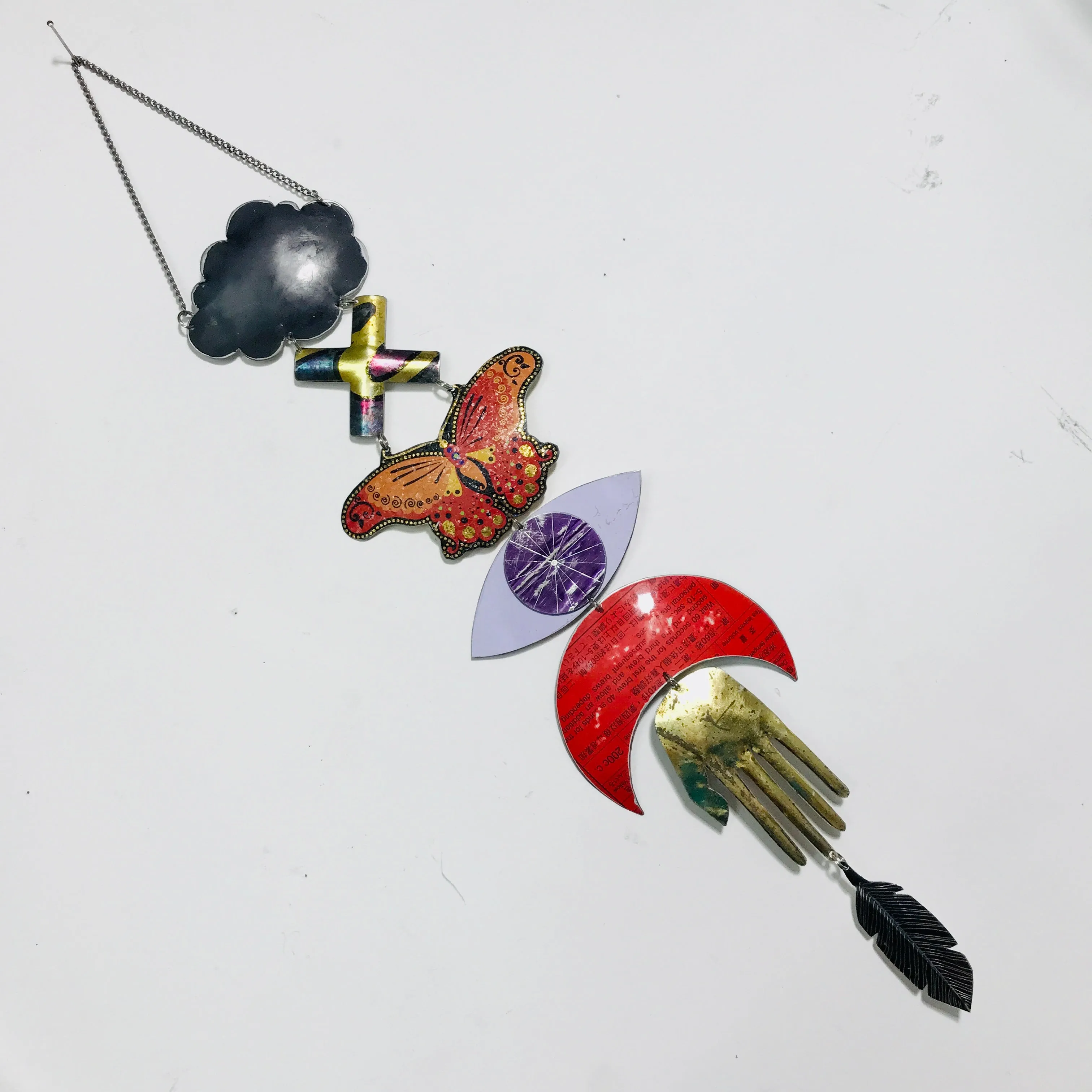 Orange Butterfly Protective Eye Talisman Wall Hanging