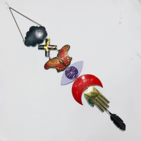 Orange Butterfly Protective Eye Talisman Wall Hanging