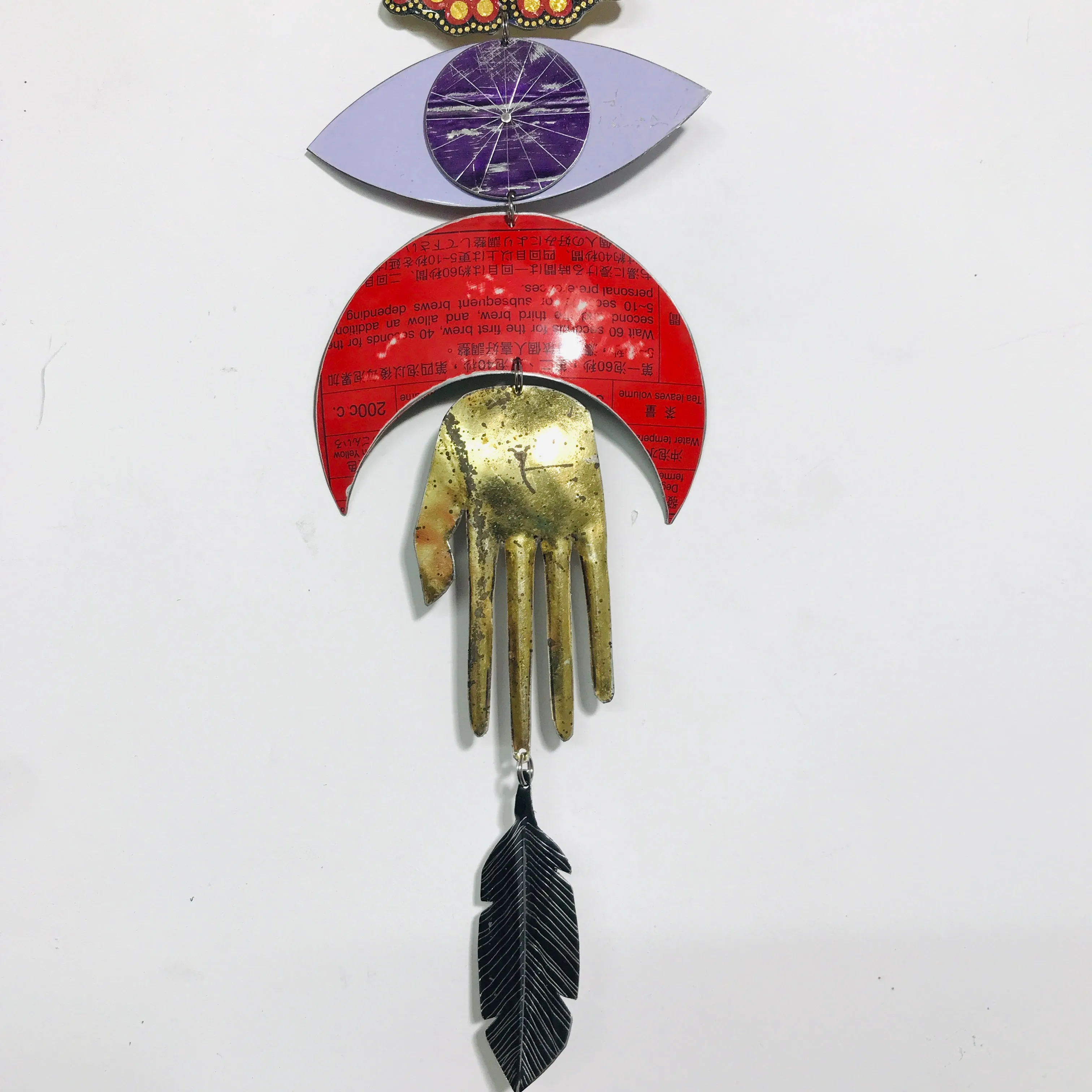Orange Butterfly Protective Eye Talisman Wall Hanging