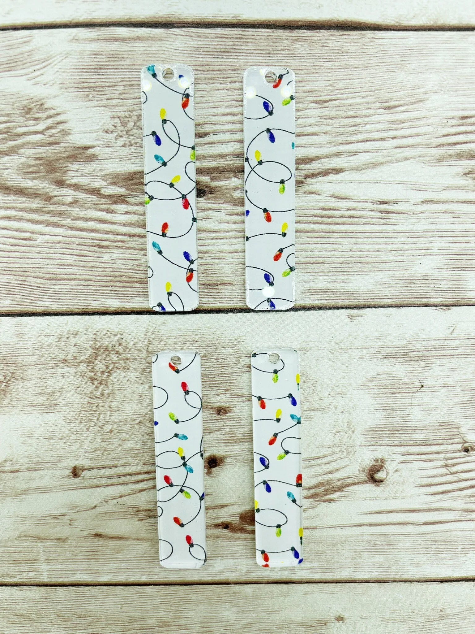 Patterned Christmas Lights Bar Acrylic Earring Blanks, DIY Jewelry Making