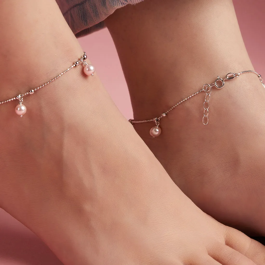 Pearl Drops 925 Sterling Silver Anklet