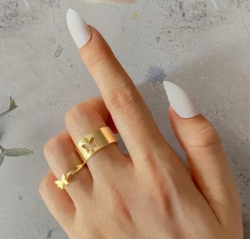 Pearlfect Sold Gold Plated Rings Combo (Set of 5)