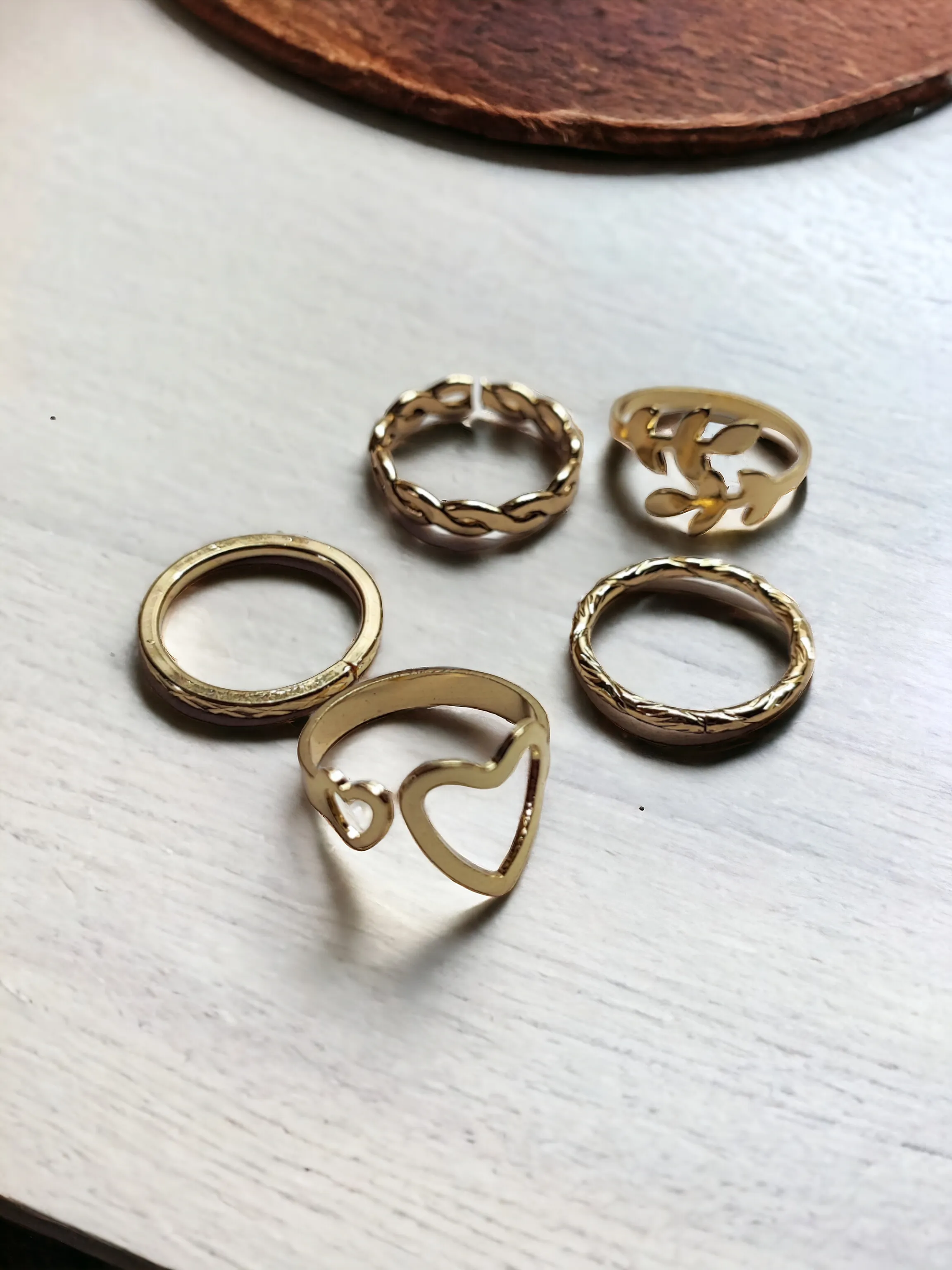 Pearlfect Sold Gold Plated Rings Combo (Set of 5)