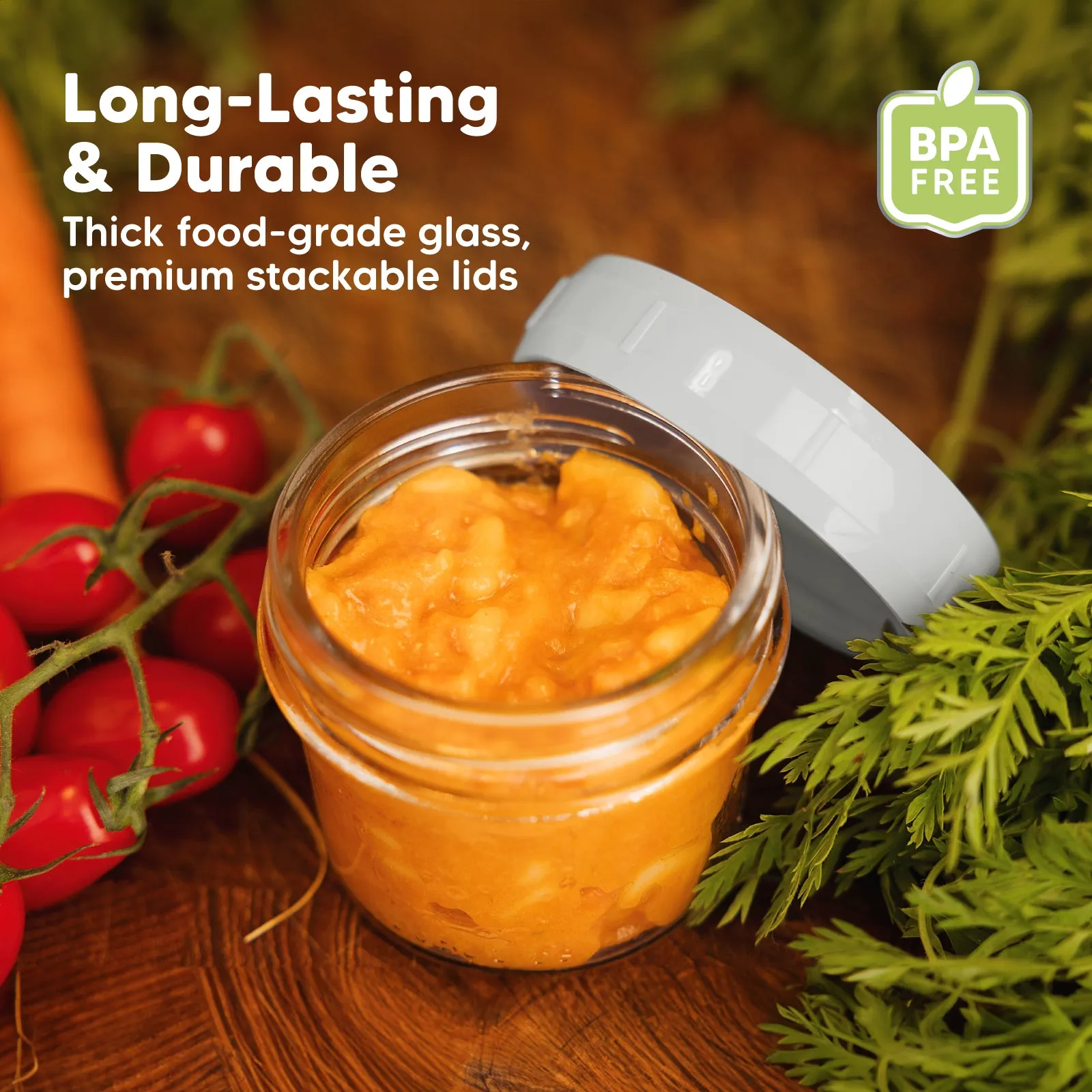 Prep Jars Baby Food Storage Glass Container (Slate)