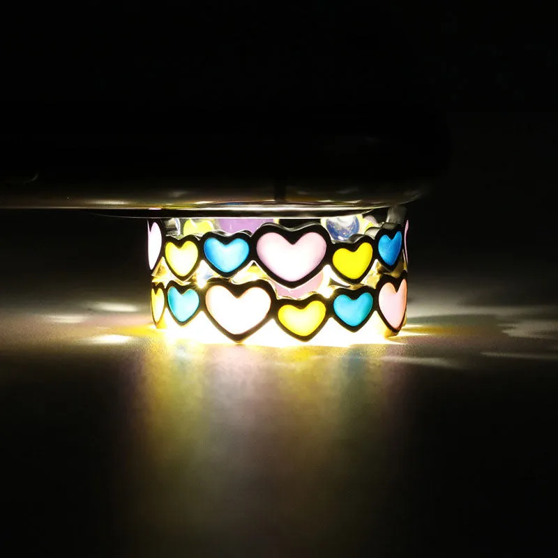 Purpdrank - Love Heart Ring Glow In Dark Fashion Adjustable Couples Rings Silver Color Pink Blue Light Jewelry Gift For Lover