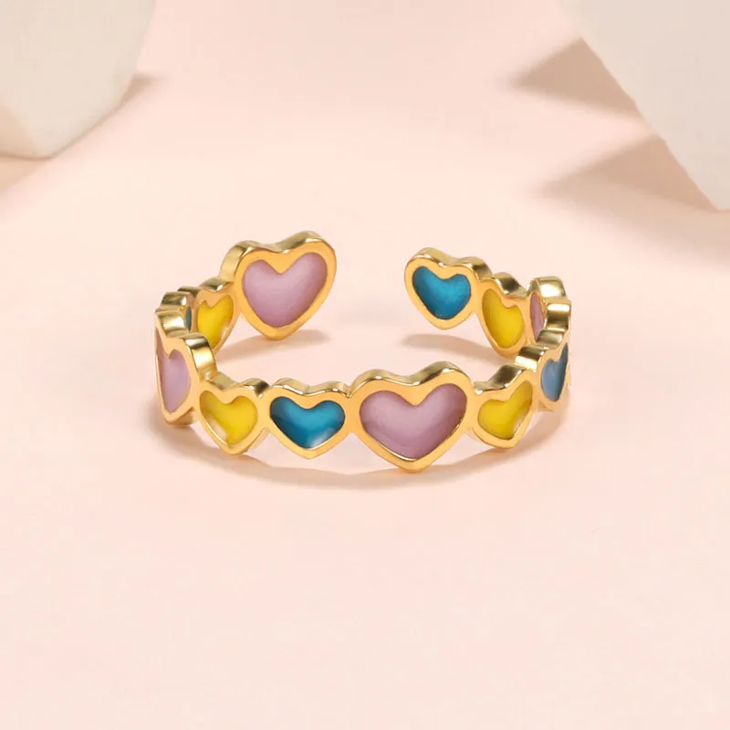Purpdrank - Love Heart Ring Glow In Dark Fashion Adjustable Couples Rings Silver Color Pink Blue Light Jewelry Gift For Lover