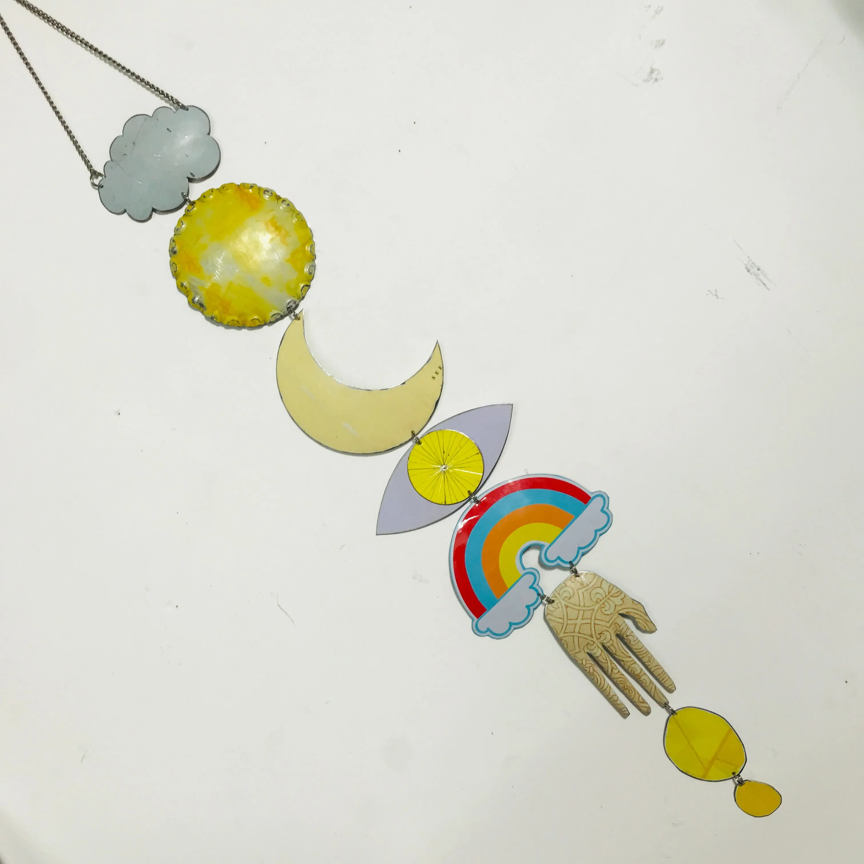Rainbow & Sunny Yellows Protective Eye Talisman Wall Hanging