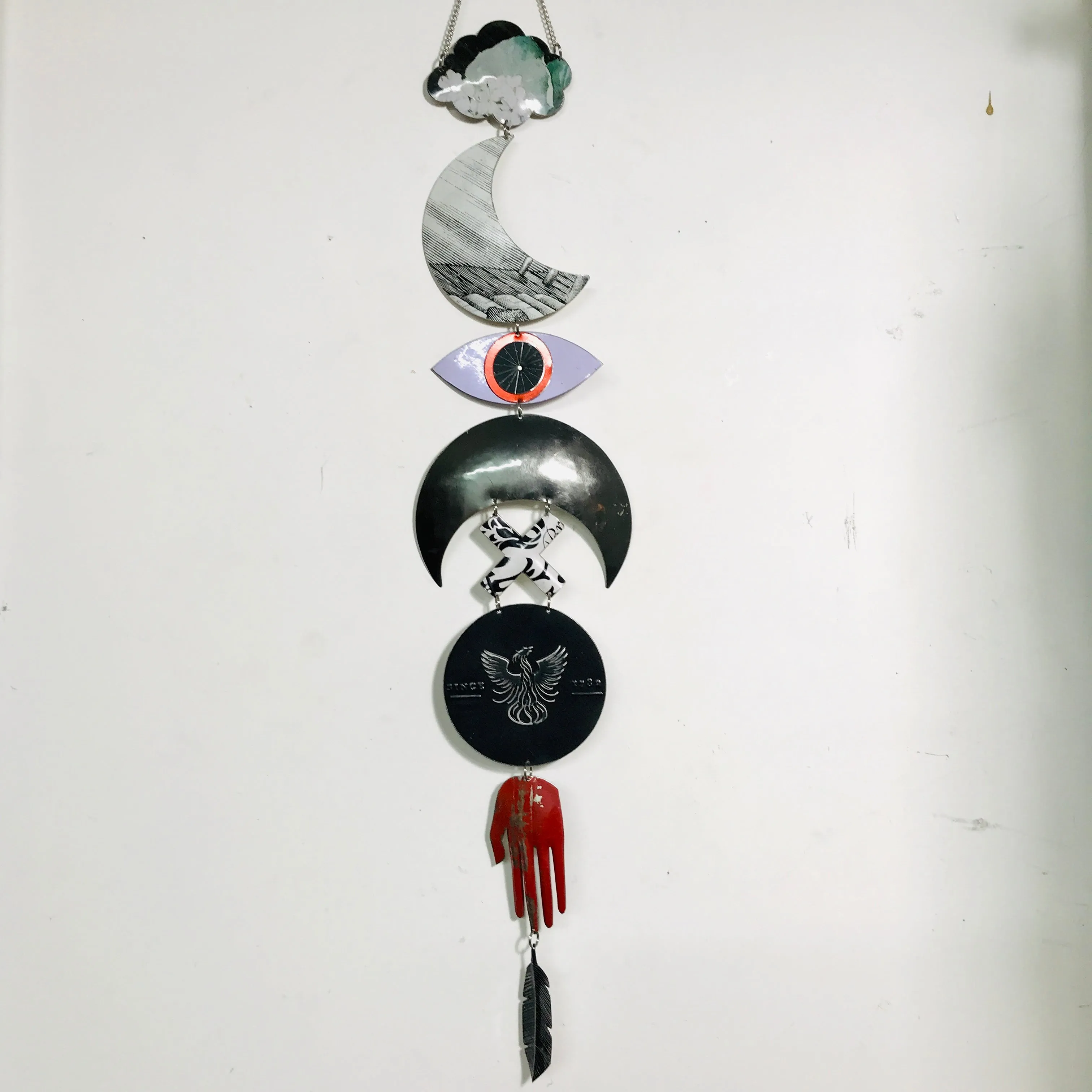 Silver Phoenix Mixed Midnights Protective Eye Talisman Wall Hanging
