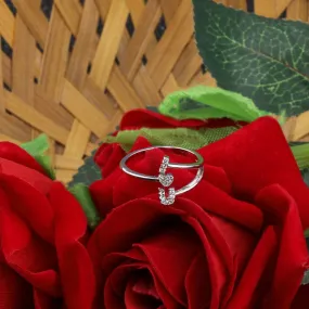 Silver Plated Adjustable Ring Ilu Designer With Red Rose  For Women Girl