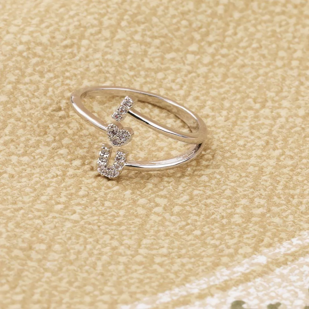 Silver Plated Adjustable Ring Ilu Designer With Red Rose  For Women Girl