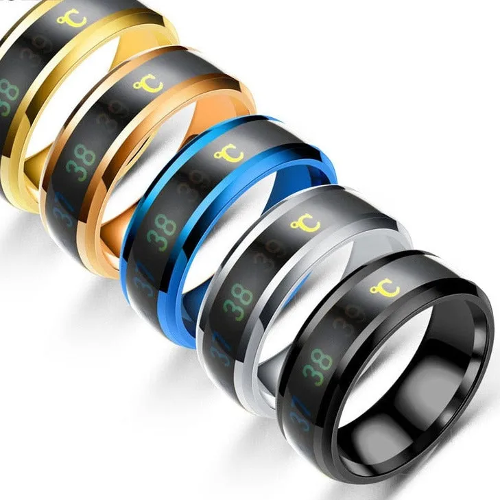 Smart Sensor Body Temperature Ring Man Women Multifunctional Stainless Steel Display Real-time Temperature Test Finger Rings