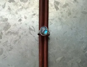 Sterling Silver Oval Labradorite Ring Size 7