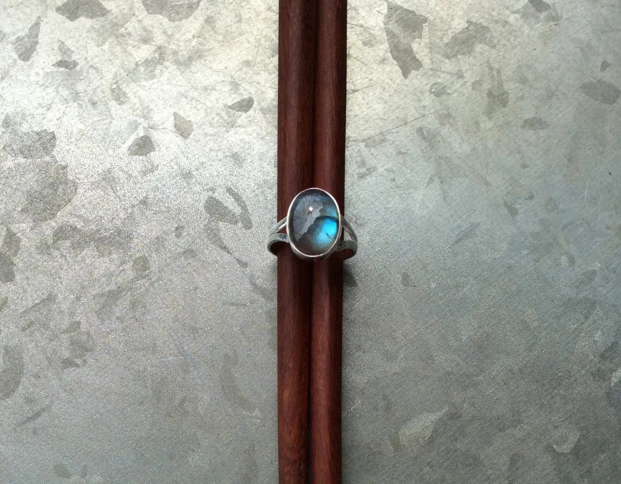 Sterling Silver Oval Labradorite Ring Size 7