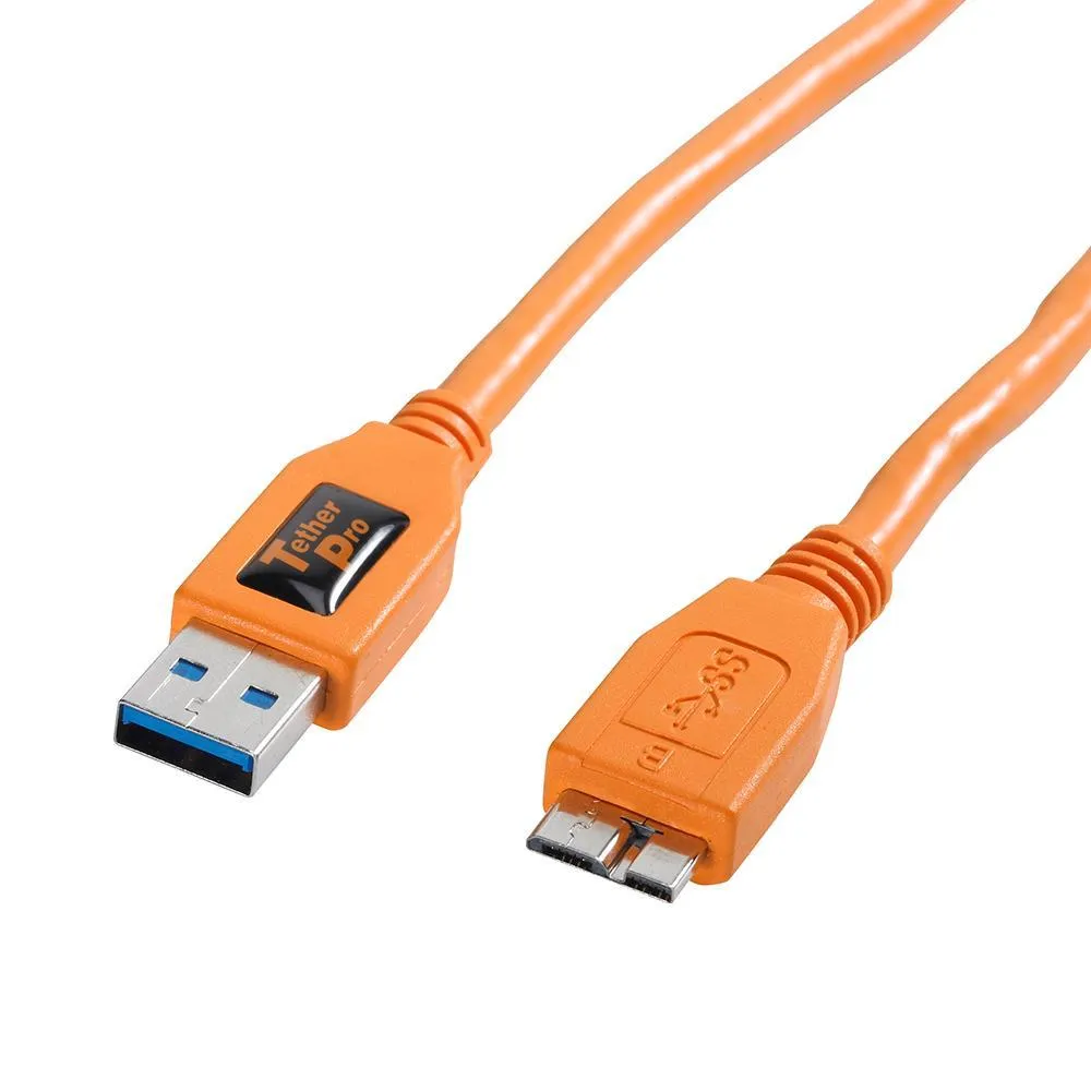 TetherPro USB 3 Male To Micro-B - 4.6m Hi-Vis Orange