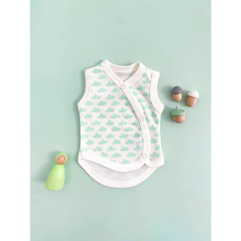 Tiny and Small Organic Cotton Preemie Incubator Vest - Mint Clouds