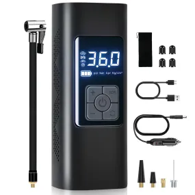 Tire Inflator Portable Air Compressor, 6000mAh & 12v Portable Air Pump Accurate Pressure LCD Display, Car tire air Pump 3X Fast Inflation Air Compressor for Car,Motorcycle etc