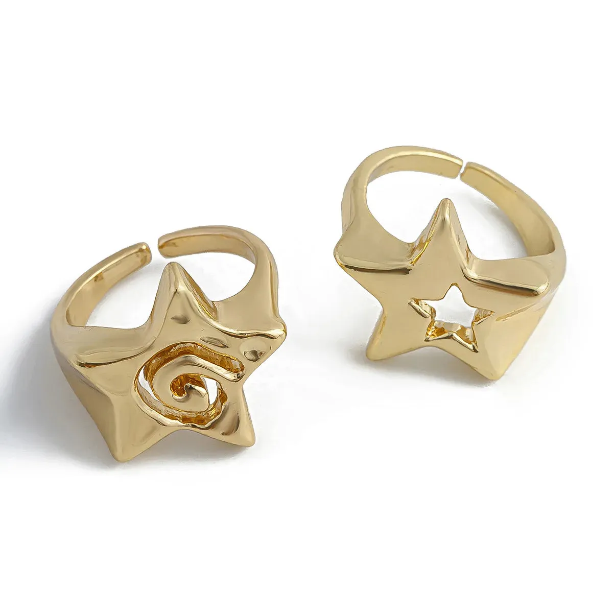 Toleet Hollow Stars Ring Sets Trendy Adjustable Opening Rings for Women Couple Gifts Punk Fashion Engagement Hip Hop Party Jewelry