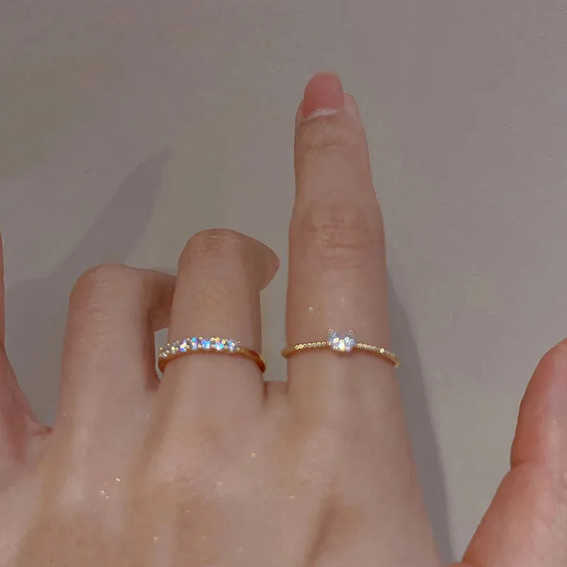 Toleet Luxury Zircon Heart Rings for Women Opening Adjustable Weave Rhinestone Ring Engagement Wedding Jewelry Fashion Girlfriend Gifts