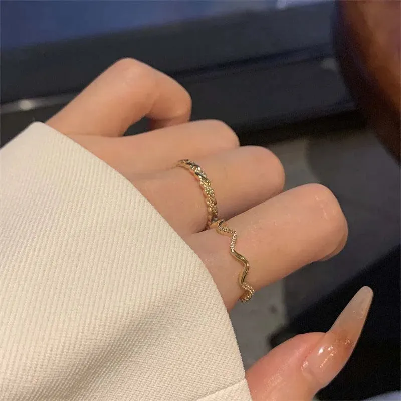 Toleet Luxury Zircon Heart Rings for Women Opening Adjustable Weave Rhinestone Ring Engagement Wedding Jewelry Fashion Girlfriend Gifts
